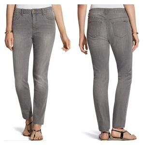 Chico's So Lifting Gray Slim Leg Jeans 8 Medium Gray Wash Stretch Denim Corpcore